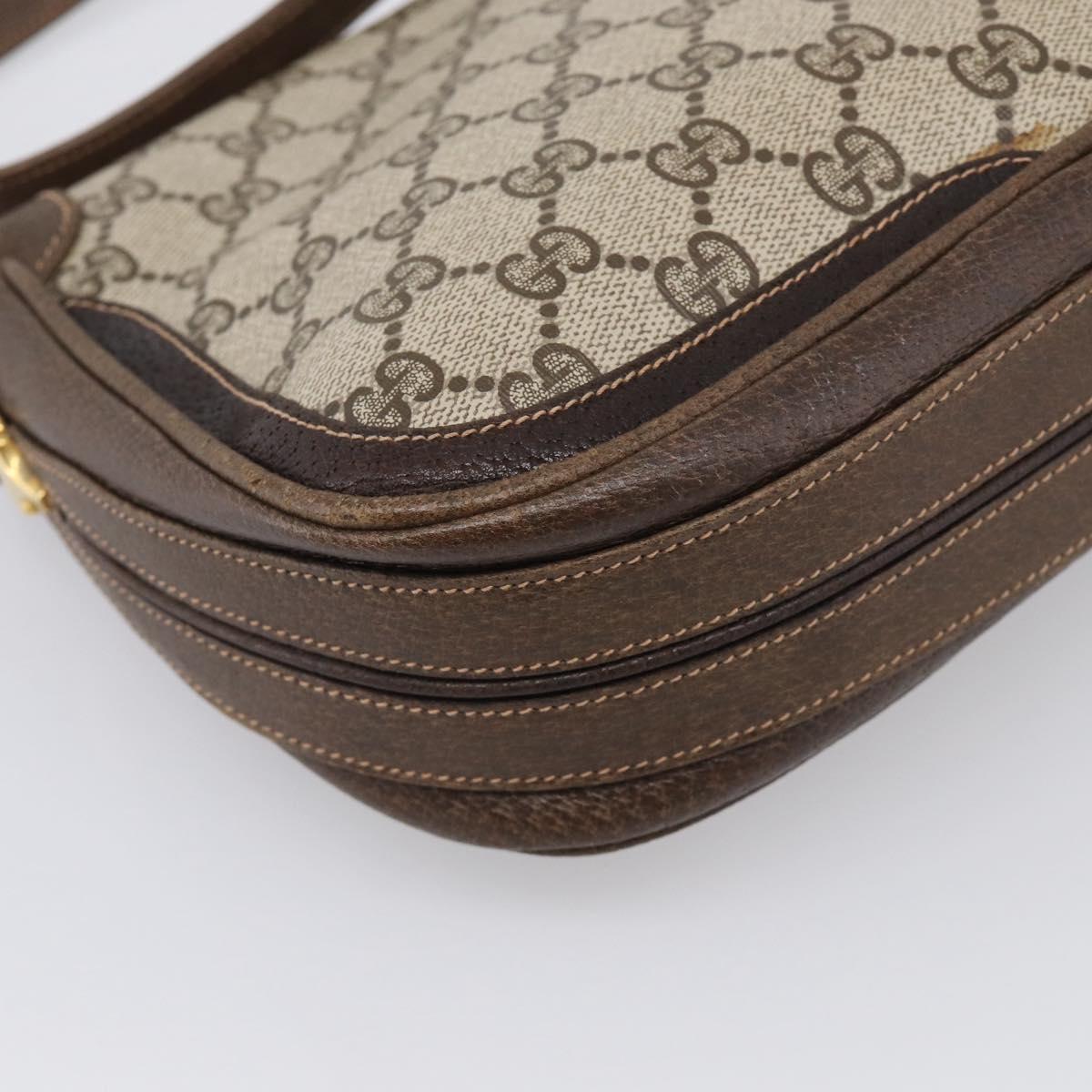 GUCCI GG Supreme Shoulder Bag PVC Beige Gold Tone Auth ep16947