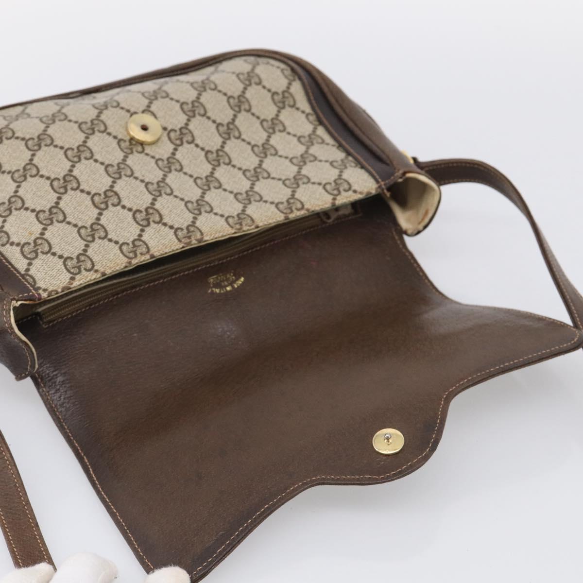GUCCI GG Supreme Shoulder Bag PVC Beige Gold Tone Auth ep16947