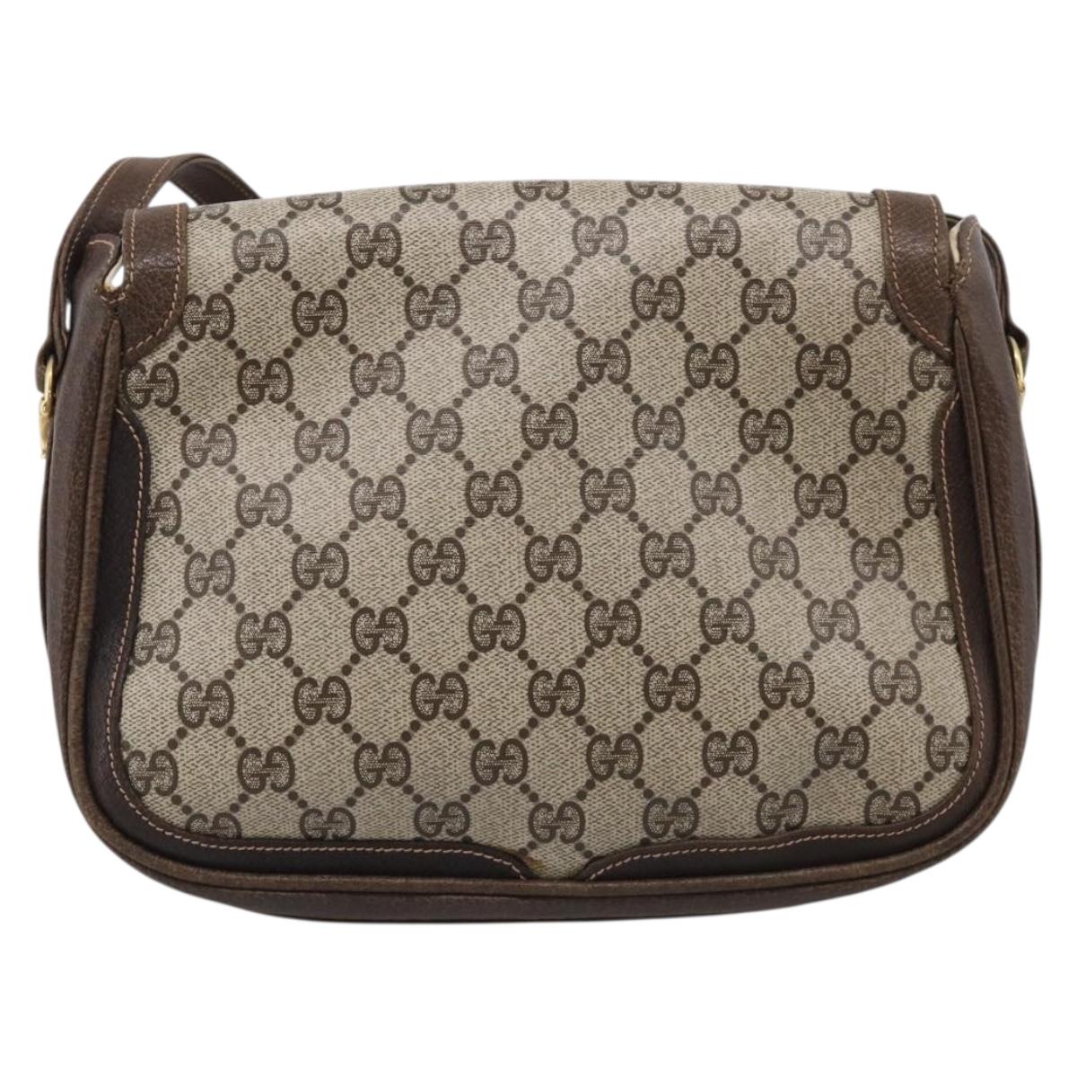 GUCCI GG Supreme Shoulder Bag PVC Beige Gold Tone Auth ep16947