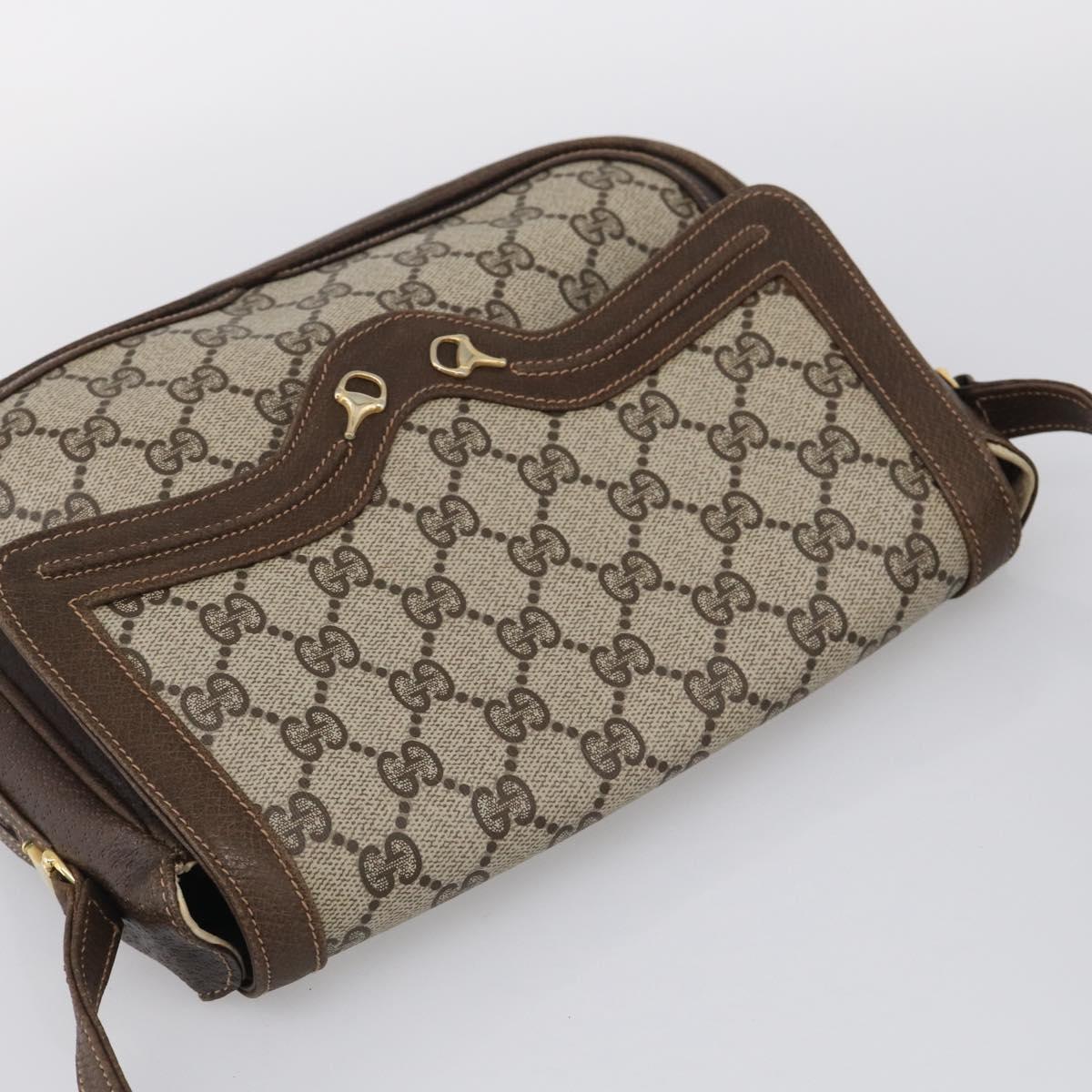 GUCCI GG Supreme Shoulder Bag PVC Beige Gold Tone Auth ep16947