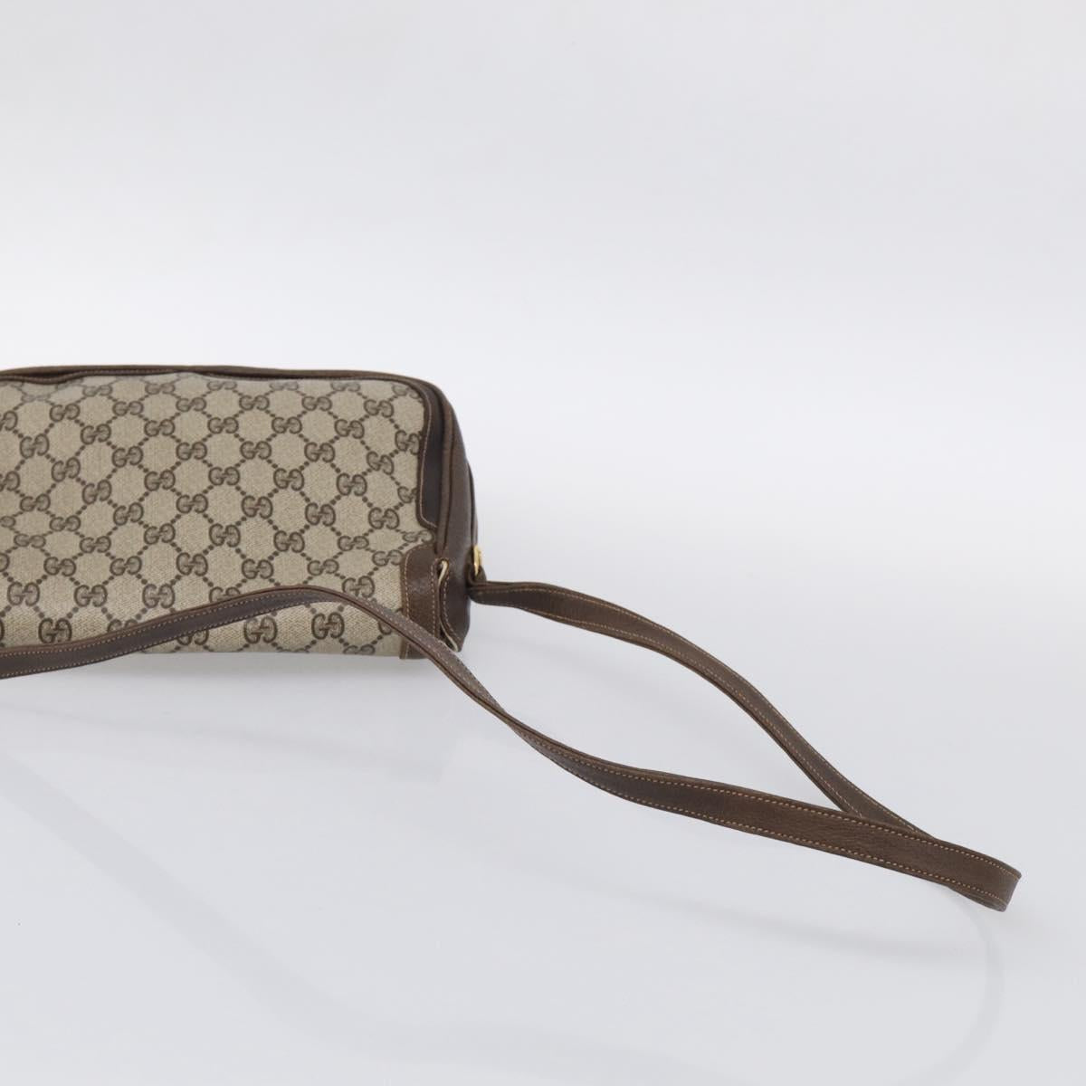 GUCCI GG Supreme Shoulder Bag PVC Beige Gold Tone Auth ep16947