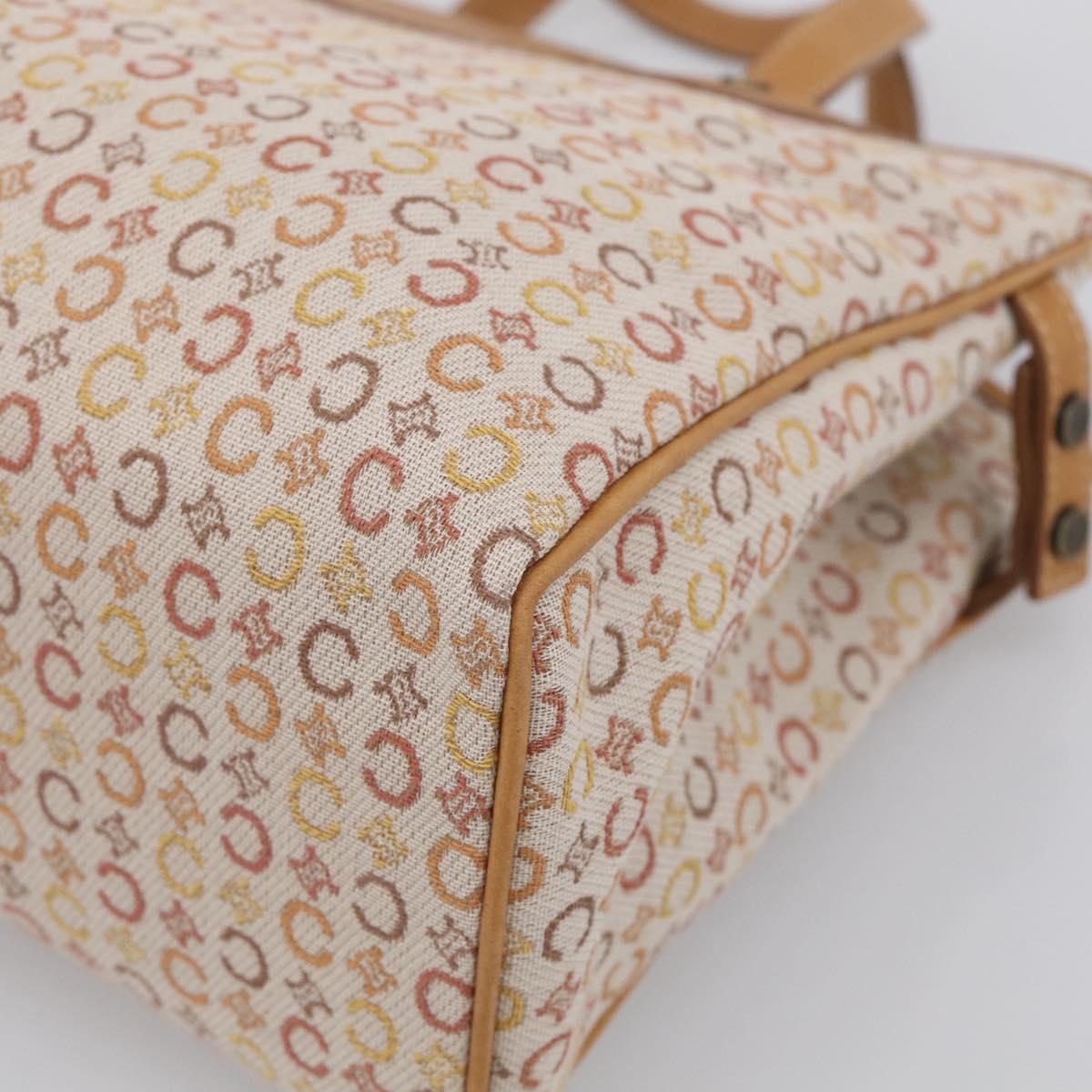 CELINE C Macadam Hand Bag Canvas Beige Gold Tone Auth ep16948A