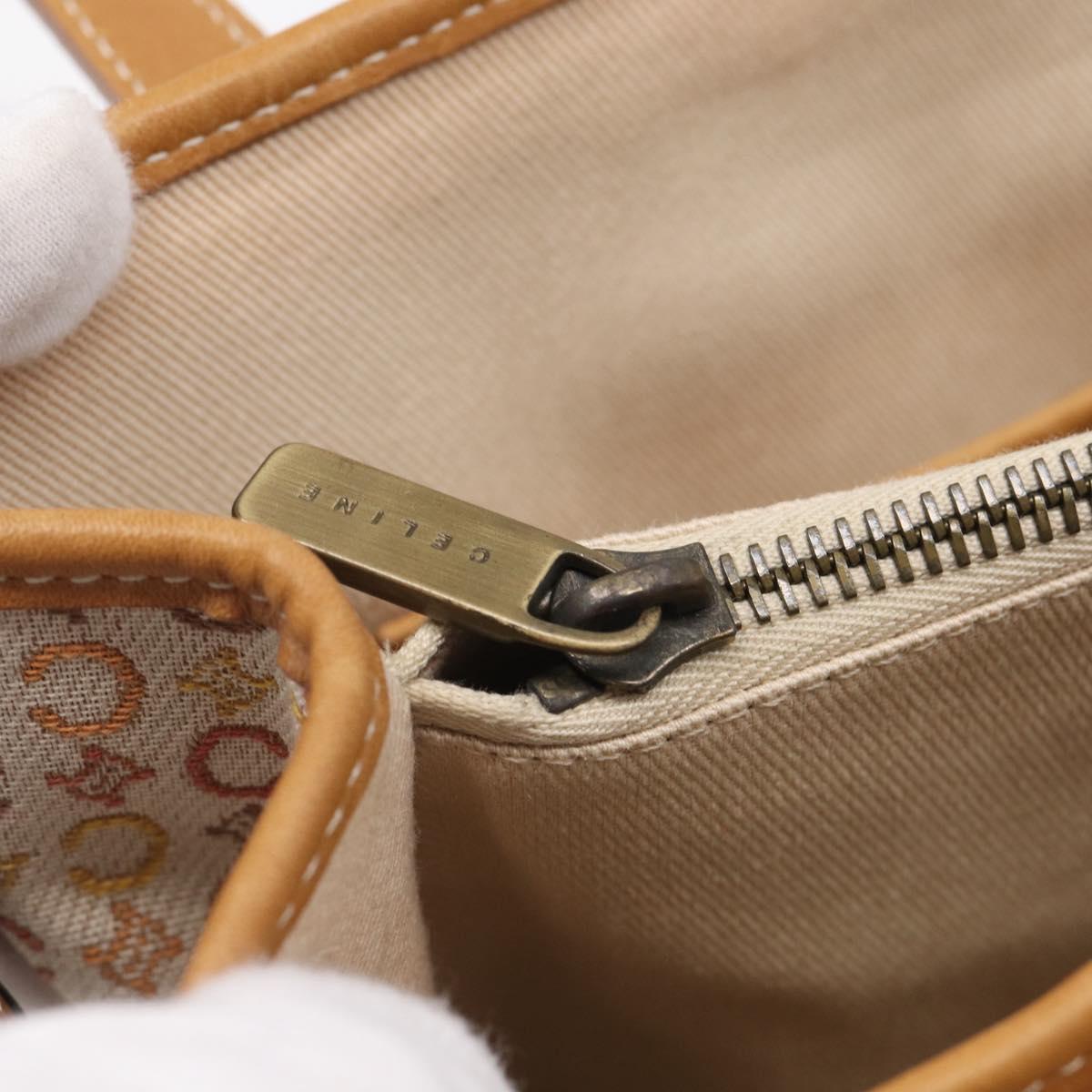 CELINE C Macadam Hand Bag Canvas Beige Gold Tone Auth ep16948A