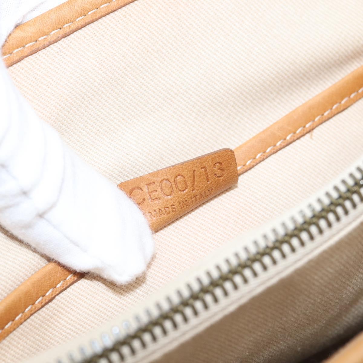CELINE C Macadam Hand Bag Canvas Beige Gold Tone Auth ep16948A
