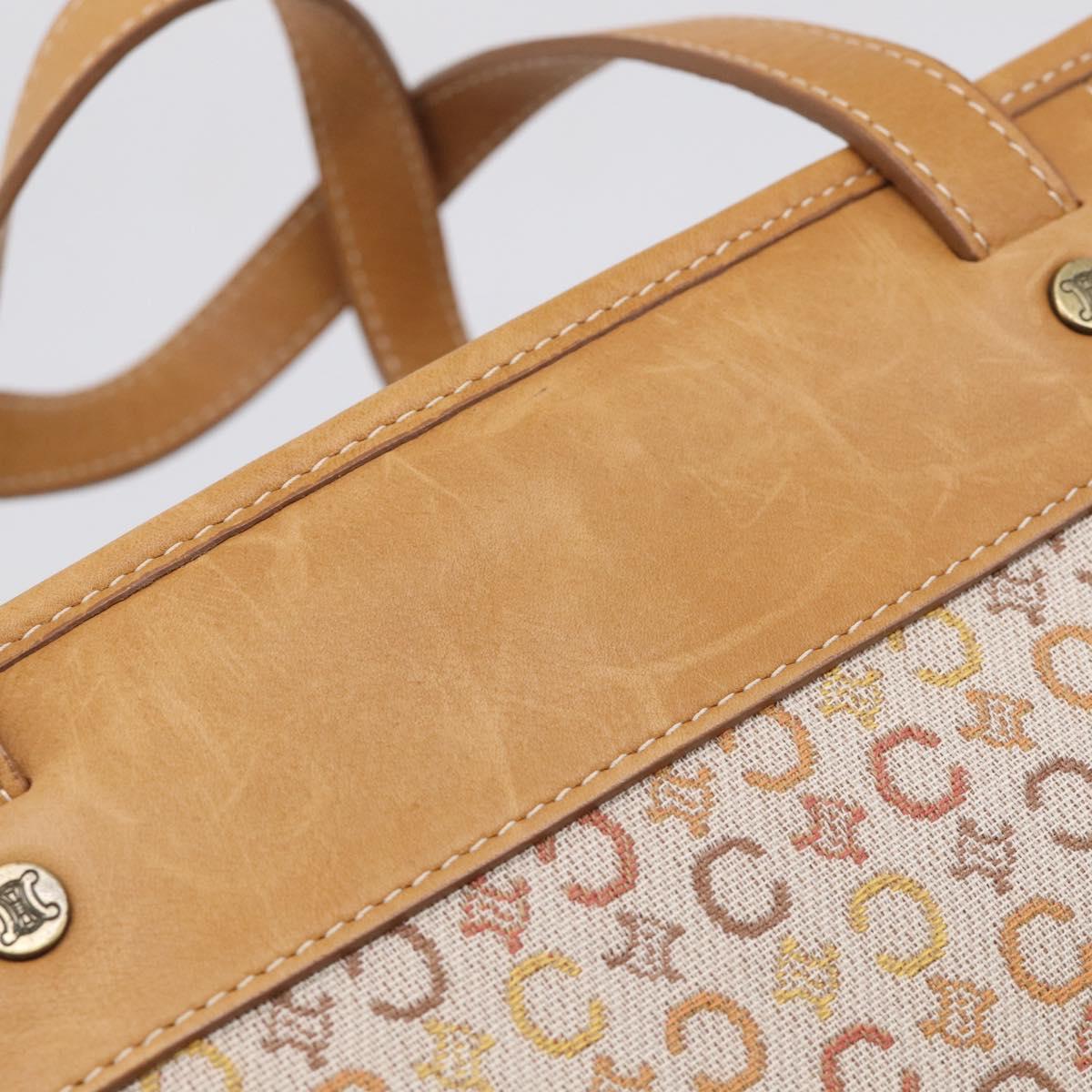 CELINE C Macadam Hand Bag Canvas Beige Gold Tone Auth ep16948A
