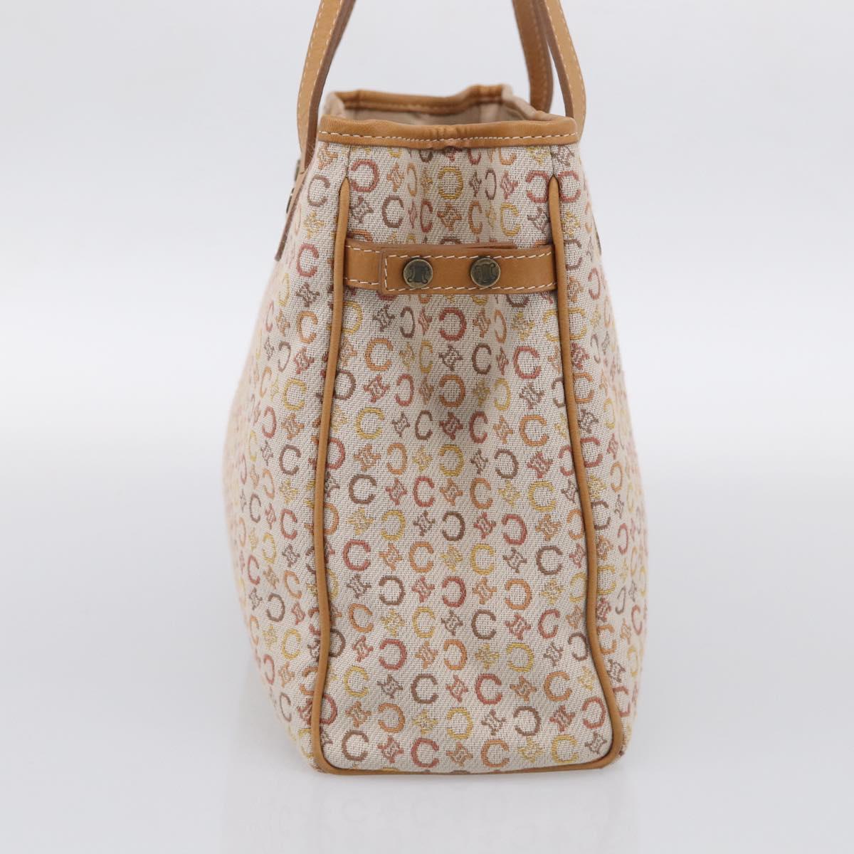 CELINE C Macadam Hand Bag Canvas Beige Gold Tone Auth ep16948A