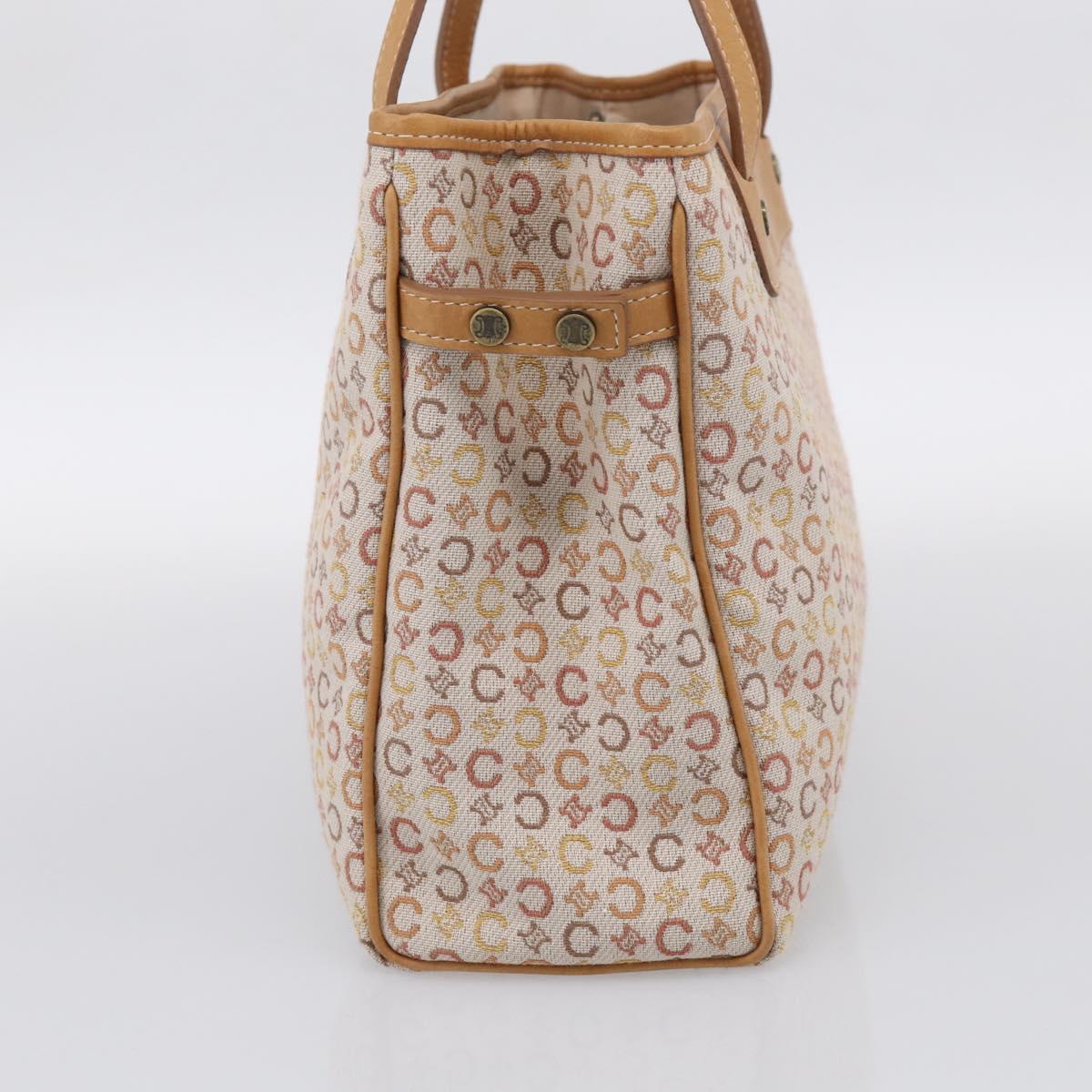 CELINE C Macadam Hand Bag Canvas Beige Gold Tone Auth ep16948A