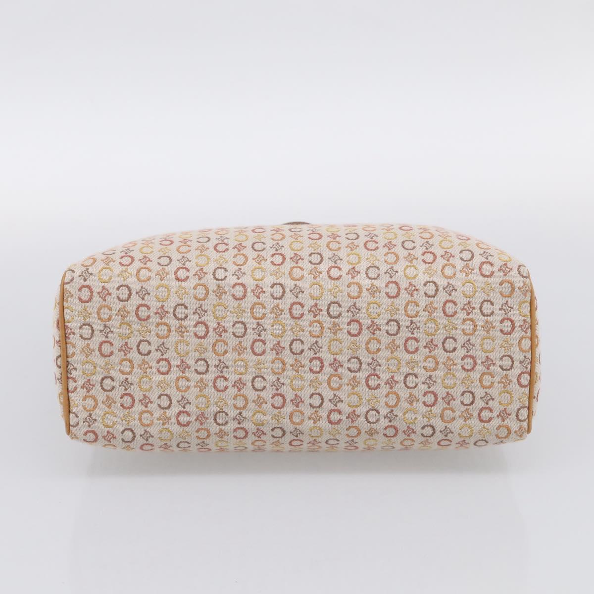 CELINE C Macadam Hand Bag Canvas Beige Gold Tone Auth ep16948A