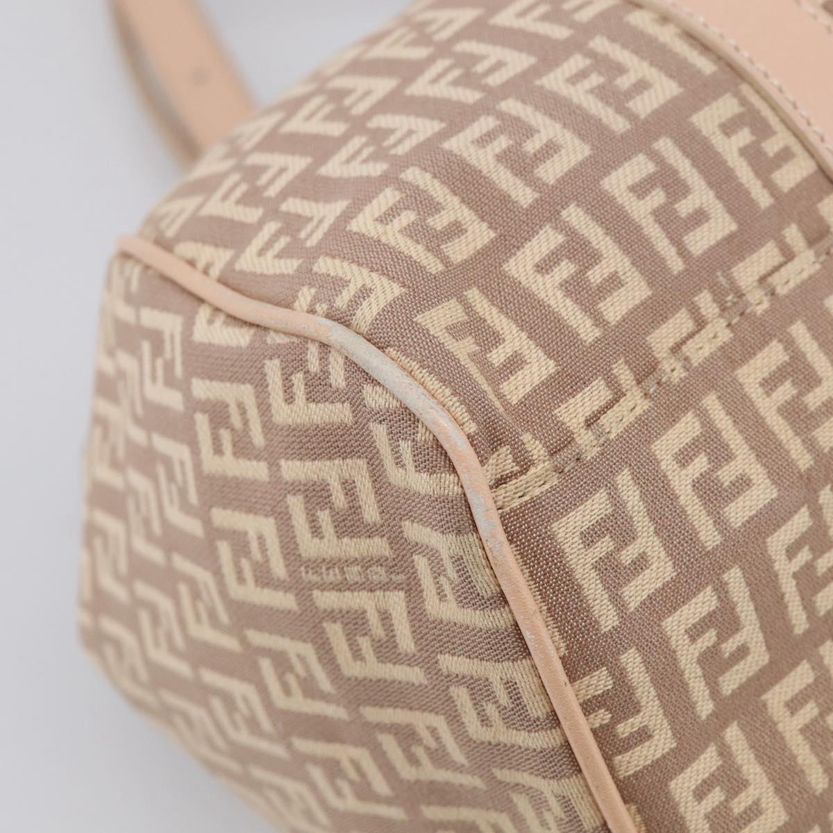 FENDI Zucchino Canvas Hand Bag Beige Gold Tone 8BR463 Auth ep16957A