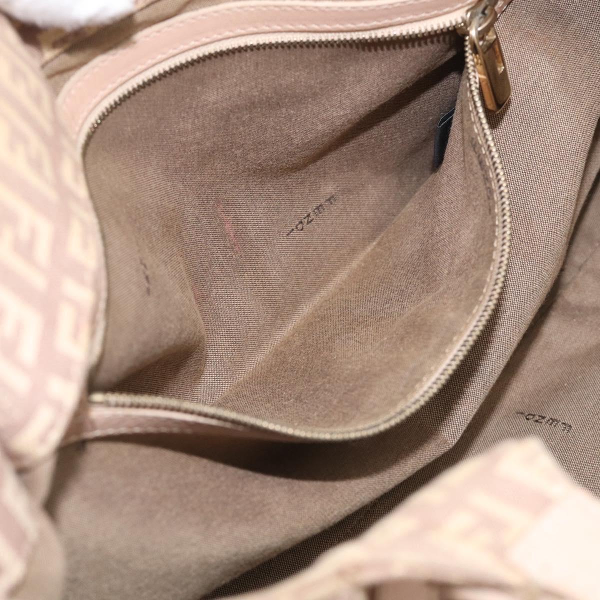 FENDI Zucchino Canvas Hand Bag Beige Gold Tone 8BR463 Auth ep16957A
