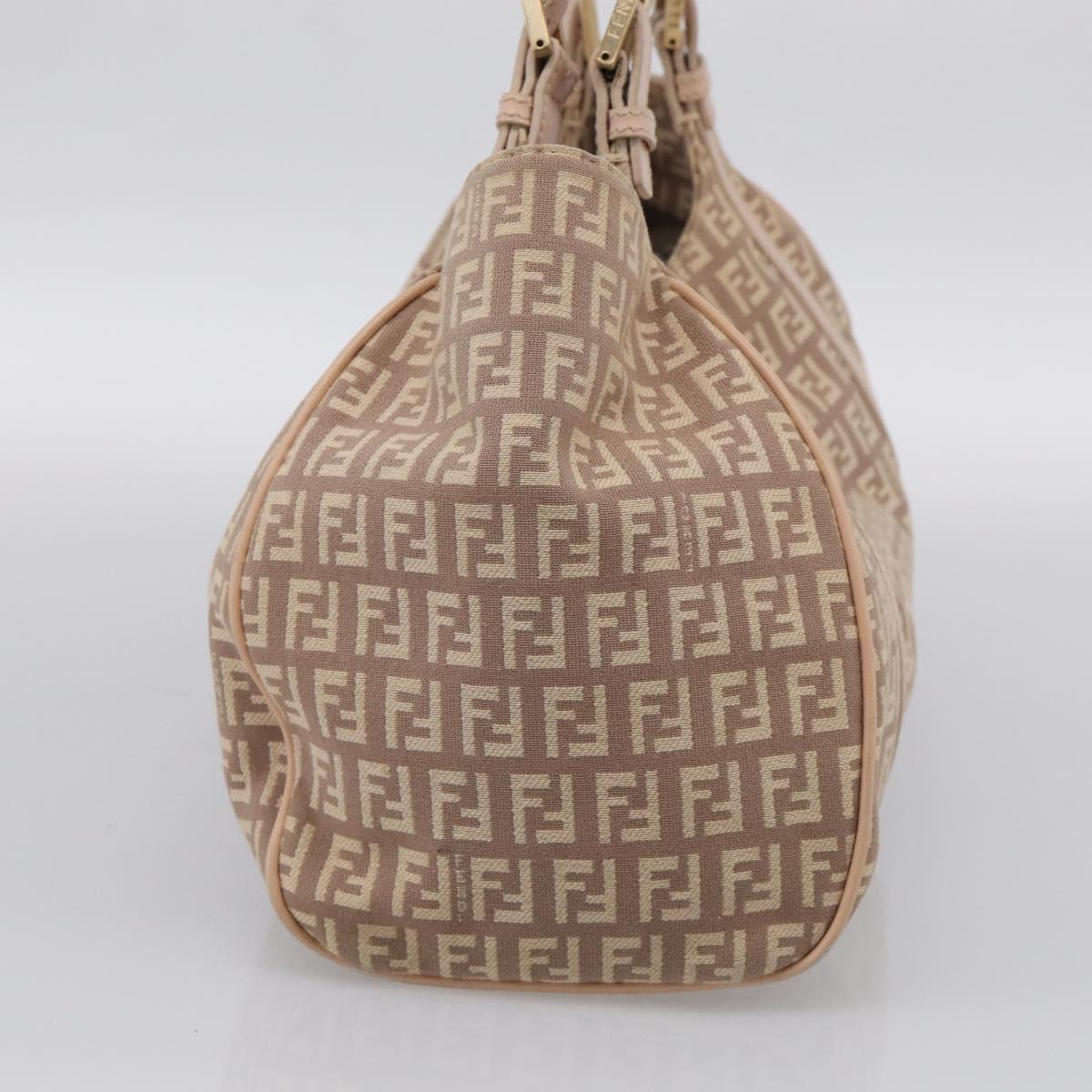 FENDI Zucchino Canvas Hand Bag Beige Gold Tone 8BR463 Auth ep16957A