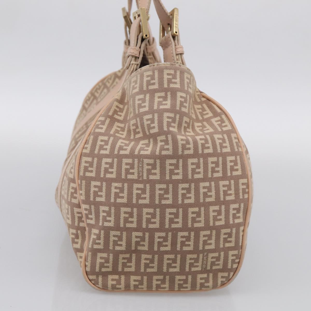 FENDI Zucchino Canvas Hand Bag Beige Gold Tone 8BR463 Auth ep16957A