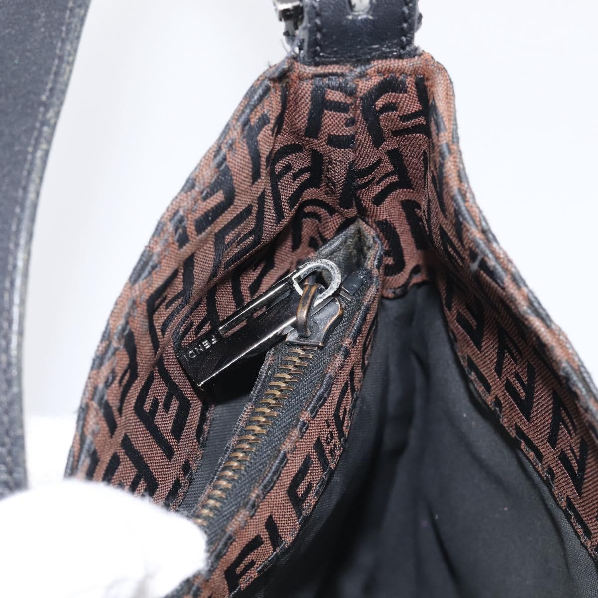FENDI Zucchino Canvas Mamma Baguette Shoulder Bag Dark Brown 8BR036 Auth ep16960