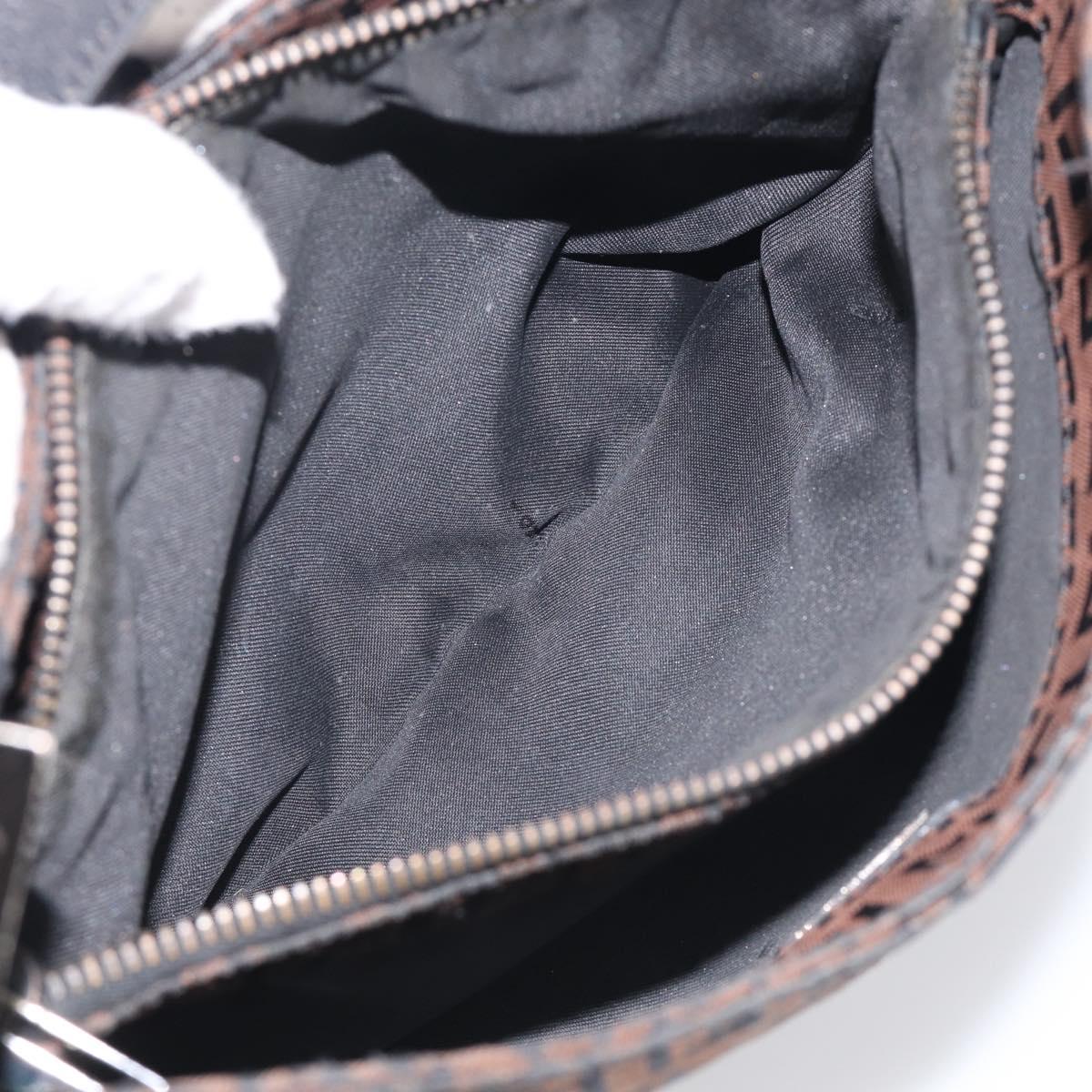 FENDI Zucchino Canvas Mamma Baguette Shoulder Bag Dark Brown 8BR036 Auth ep16960