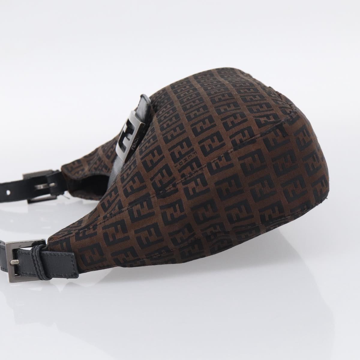 FENDI Zucchino Canvas Mamma Baguette Shoulder Bag Dark Brown 8BR036 Auth ep16960