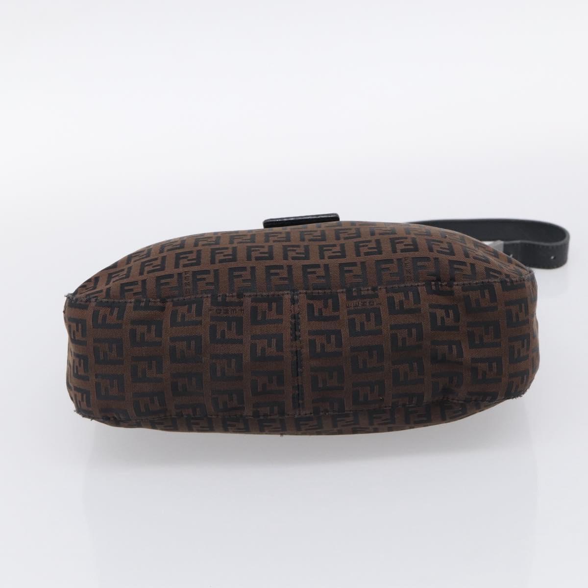 FENDI Zucchino Canvas Mamma Baguette Shoulder Bag Dark Brown 8BR036 Auth ep16960