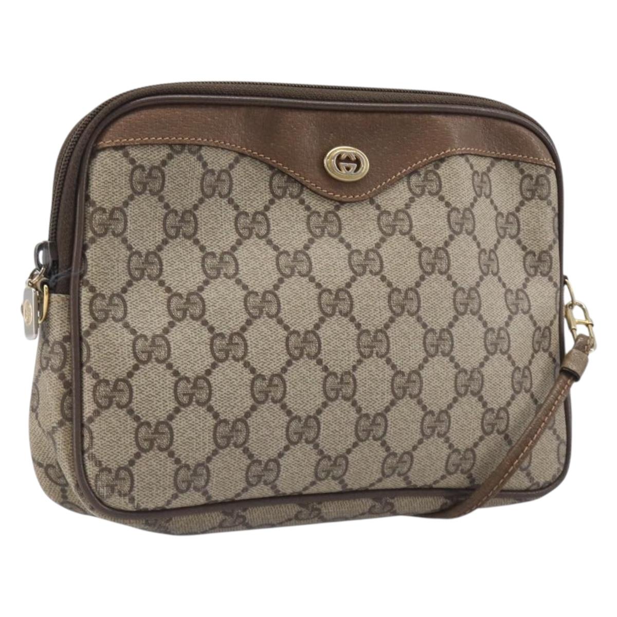 GUCCI GG Supreme Shoulder Bag PVC Beige Gold Tone 97 02 068 Auth ep16964
