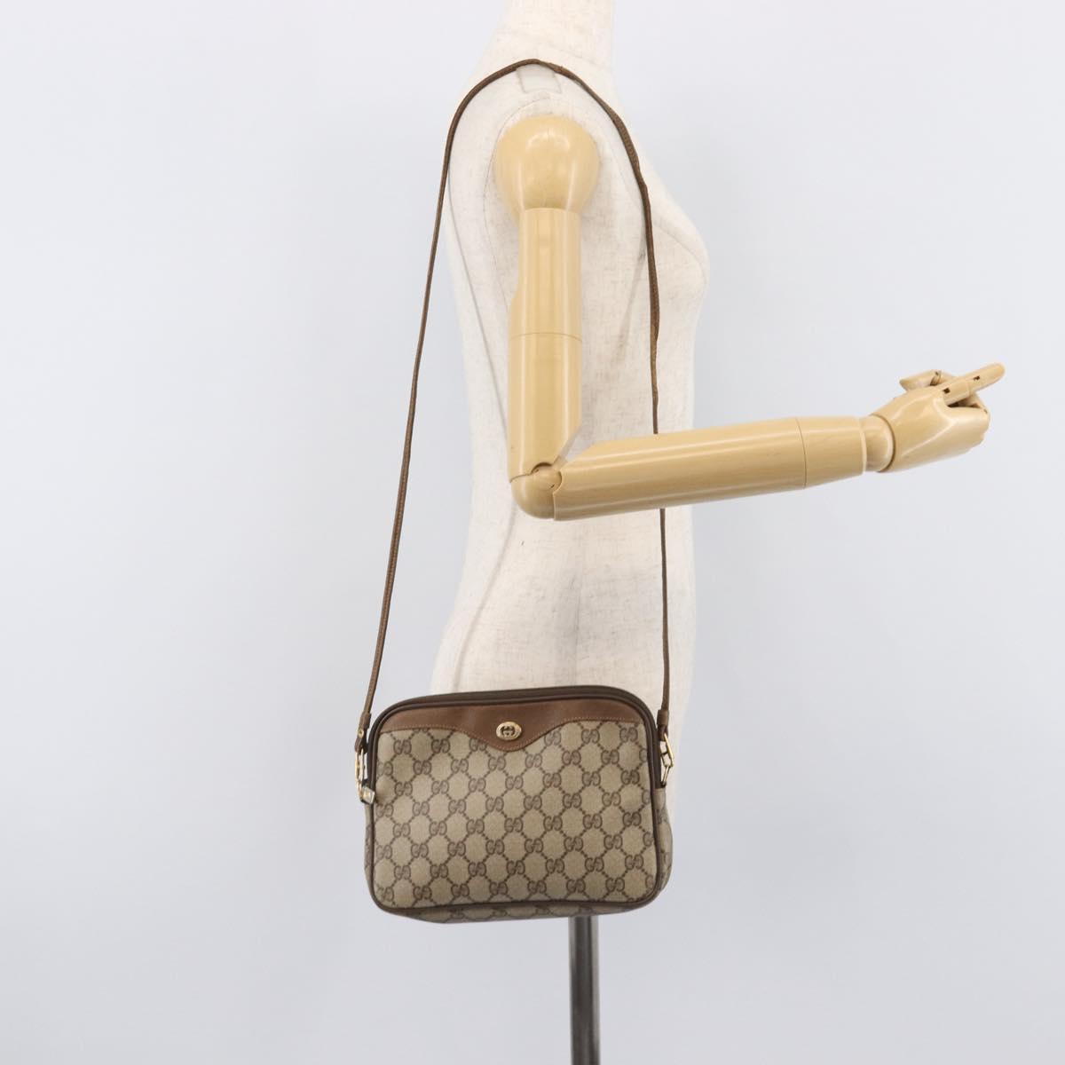 GUCCI GG Supreme Shoulder Bag PVC Beige Gold Tone 97 02 068 Auth ep16964