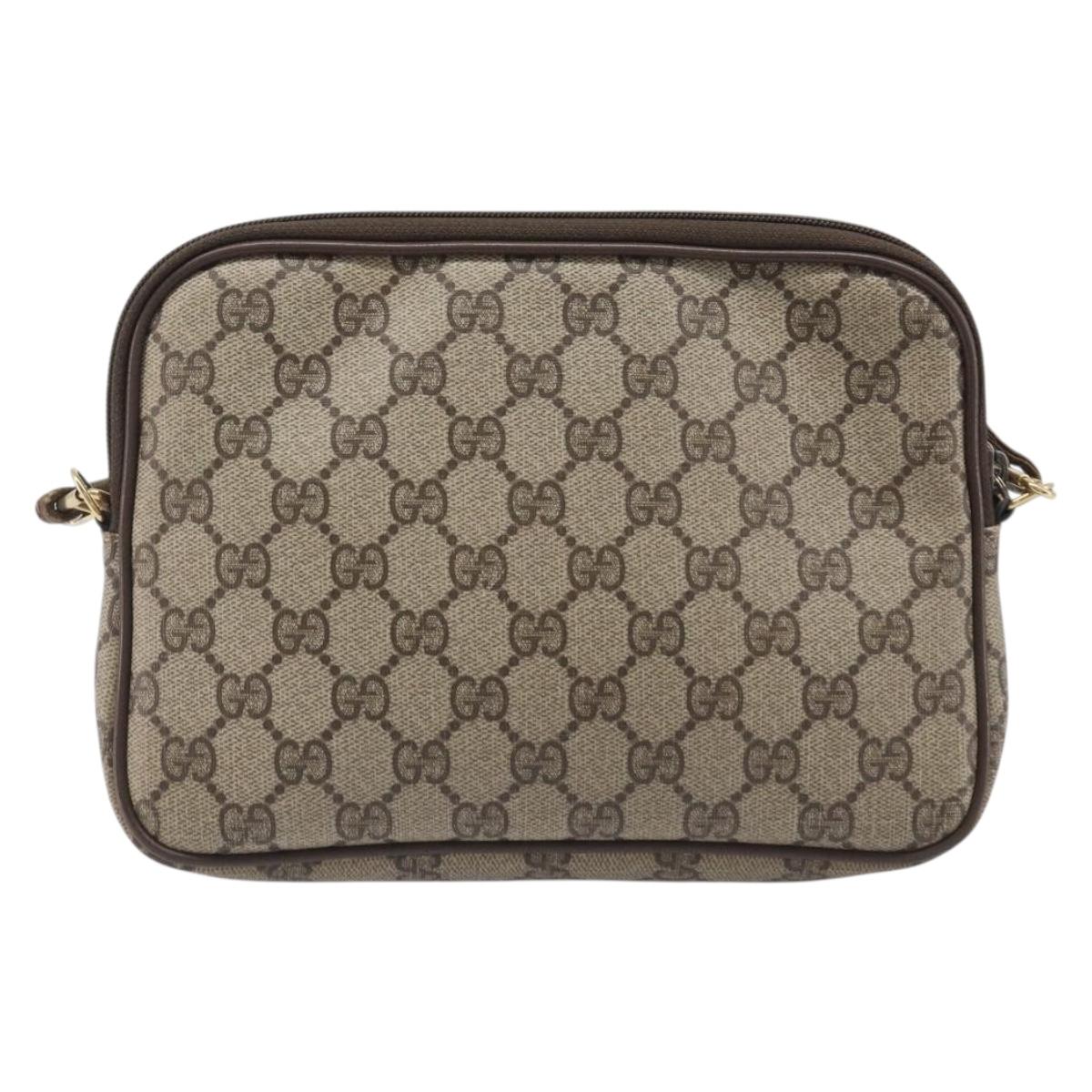 GUCCI GG Supreme Shoulder Bag PVC Beige Gold Tone 97 02 068 Auth ep16964