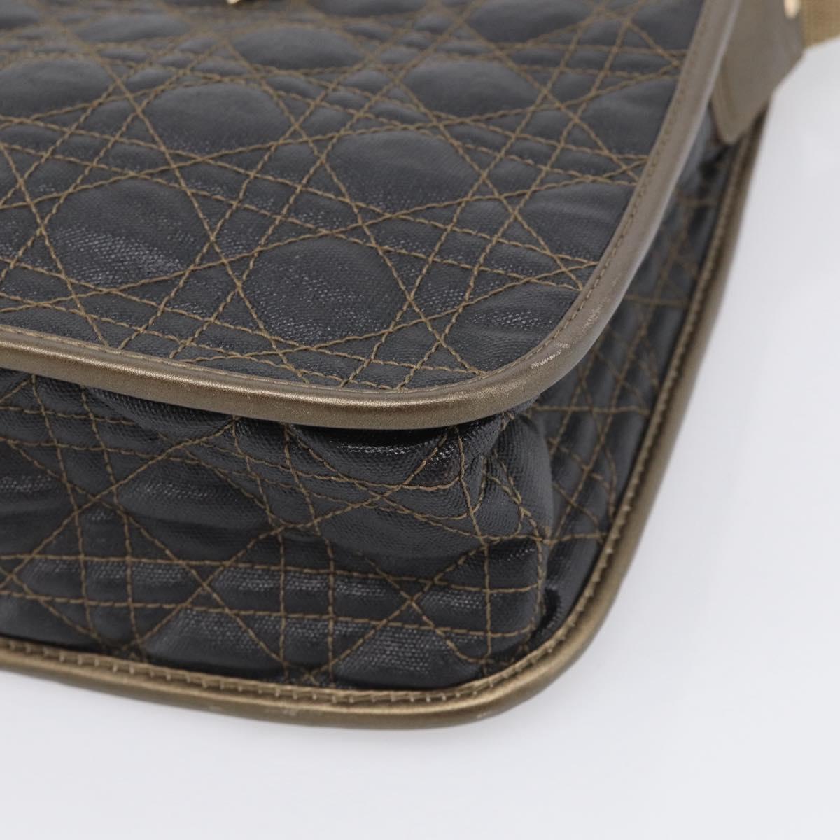 Christian Dior Canage Shoulder Bag Canvas Black Gold Tone Auth ep16966V
