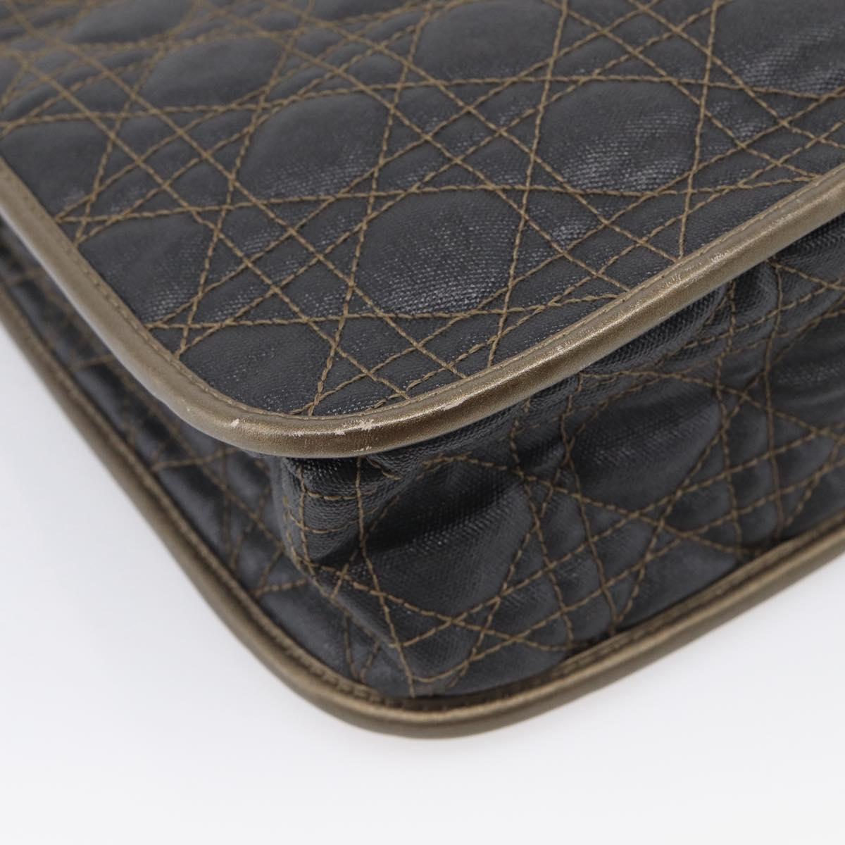 Christian Dior Canage Shoulder Bag Canvas Black Gold Tone Auth ep16966V