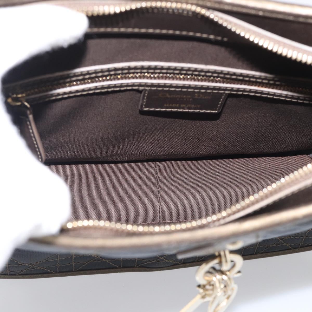Christian Dior Canage Shoulder Bag Canvas Black Gold Tone Auth ep16966V