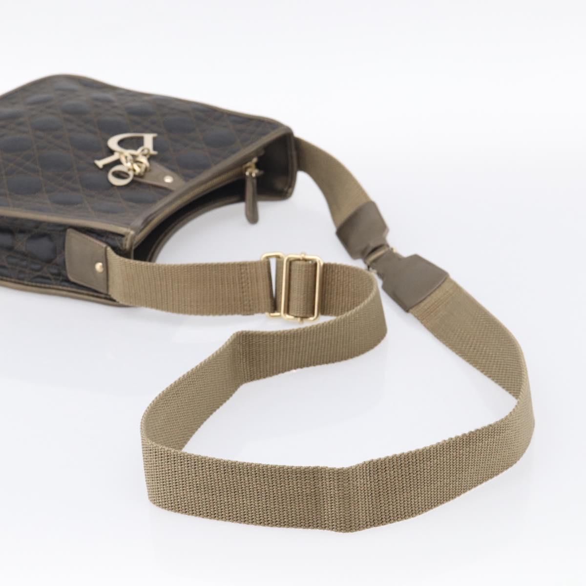 Christian Dior Canage Shoulder Bag Canvas Black Gold Tone Auth ep16966V