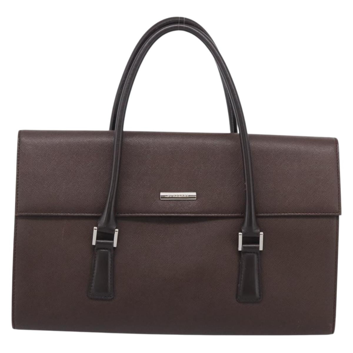BURBERRY Hand Bag Leather Brown Silver Auth ep16974A