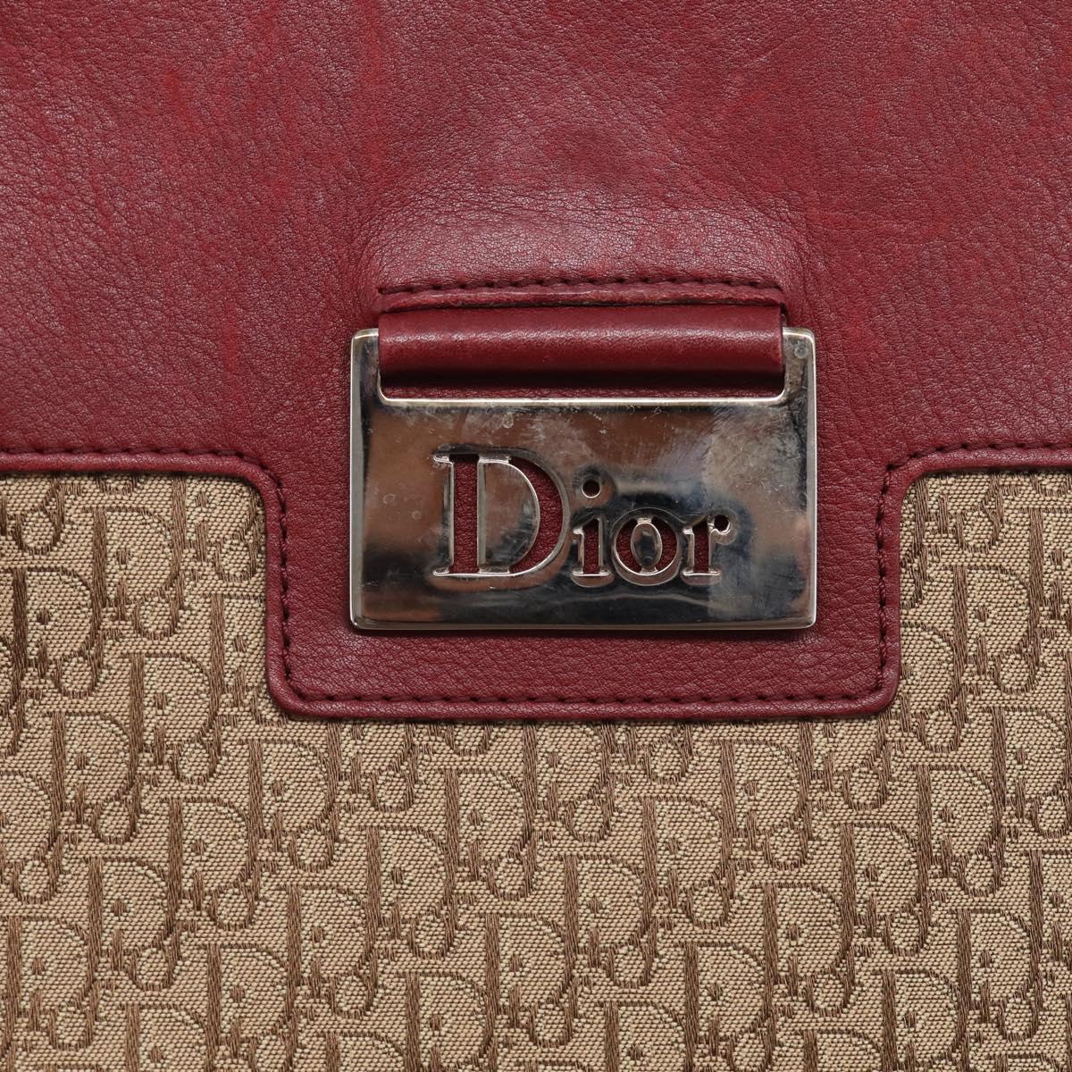 Christian Dior Trotter Canvas Hand Bag Beige Silver Auth ep16981