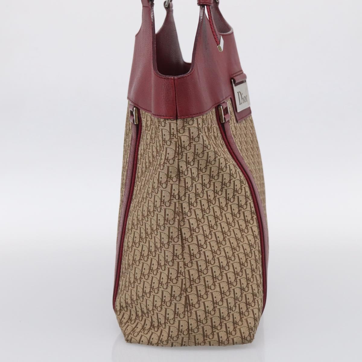 Christian Dior Trotter Canvas Hand Bag Beige Silver Auth ep16981