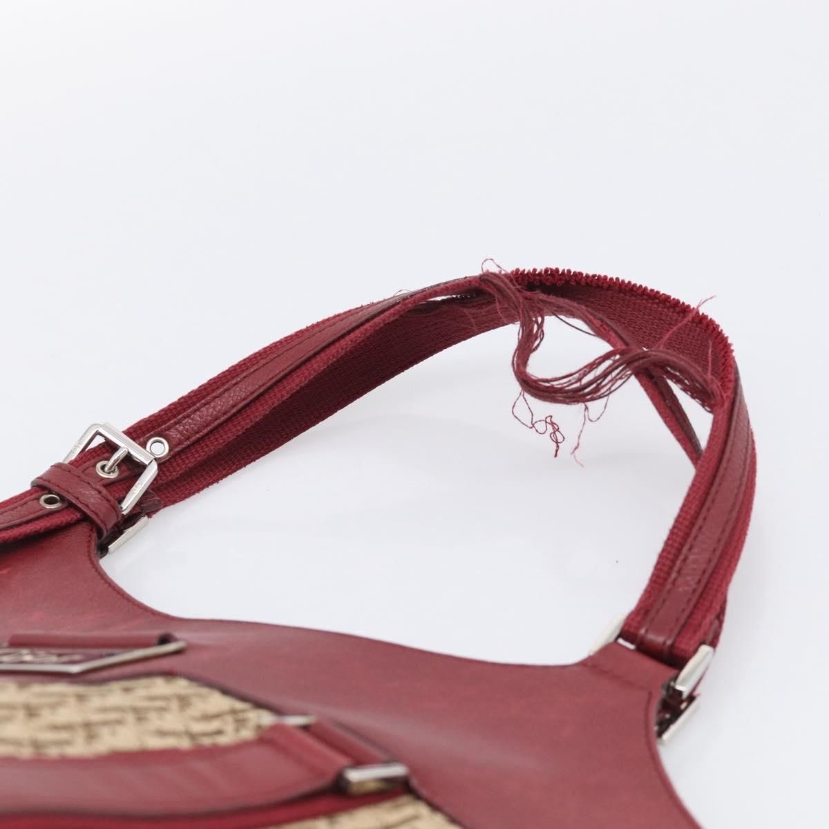 Christian Dior Trotter Canvas Hand Bag Beige Silver Auth ep16981