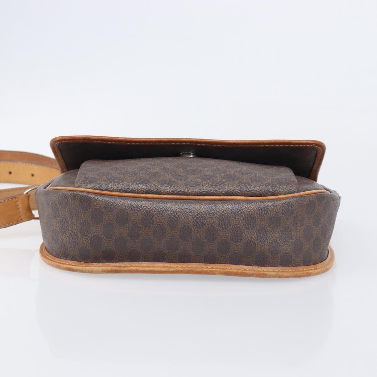 CELINE Macadam Shoulder Bag PVC Brown Gold Tone Auth ep16982