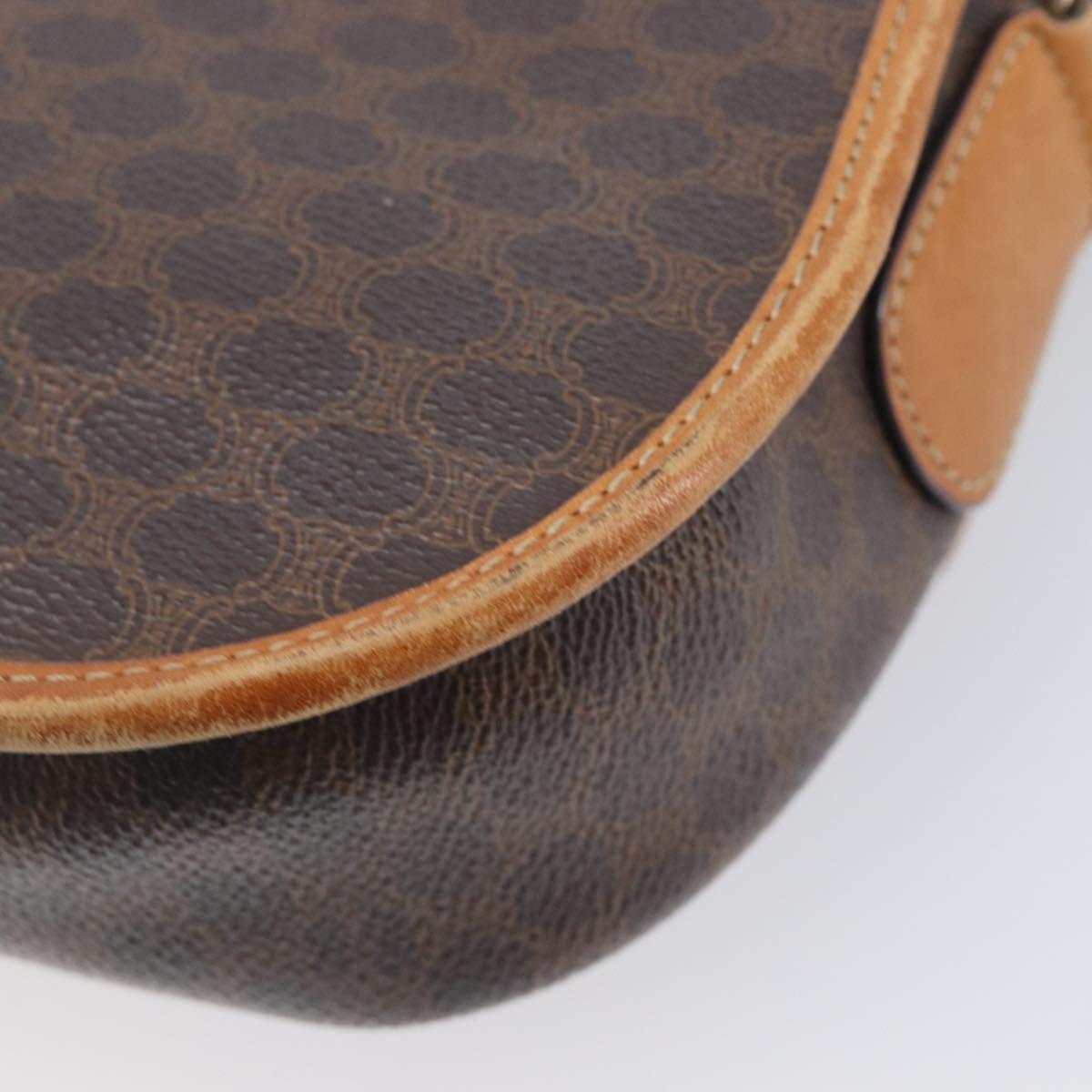 CELINE Macadam Shoulder Bag PVC Brown Gold Tone Auth ep16982