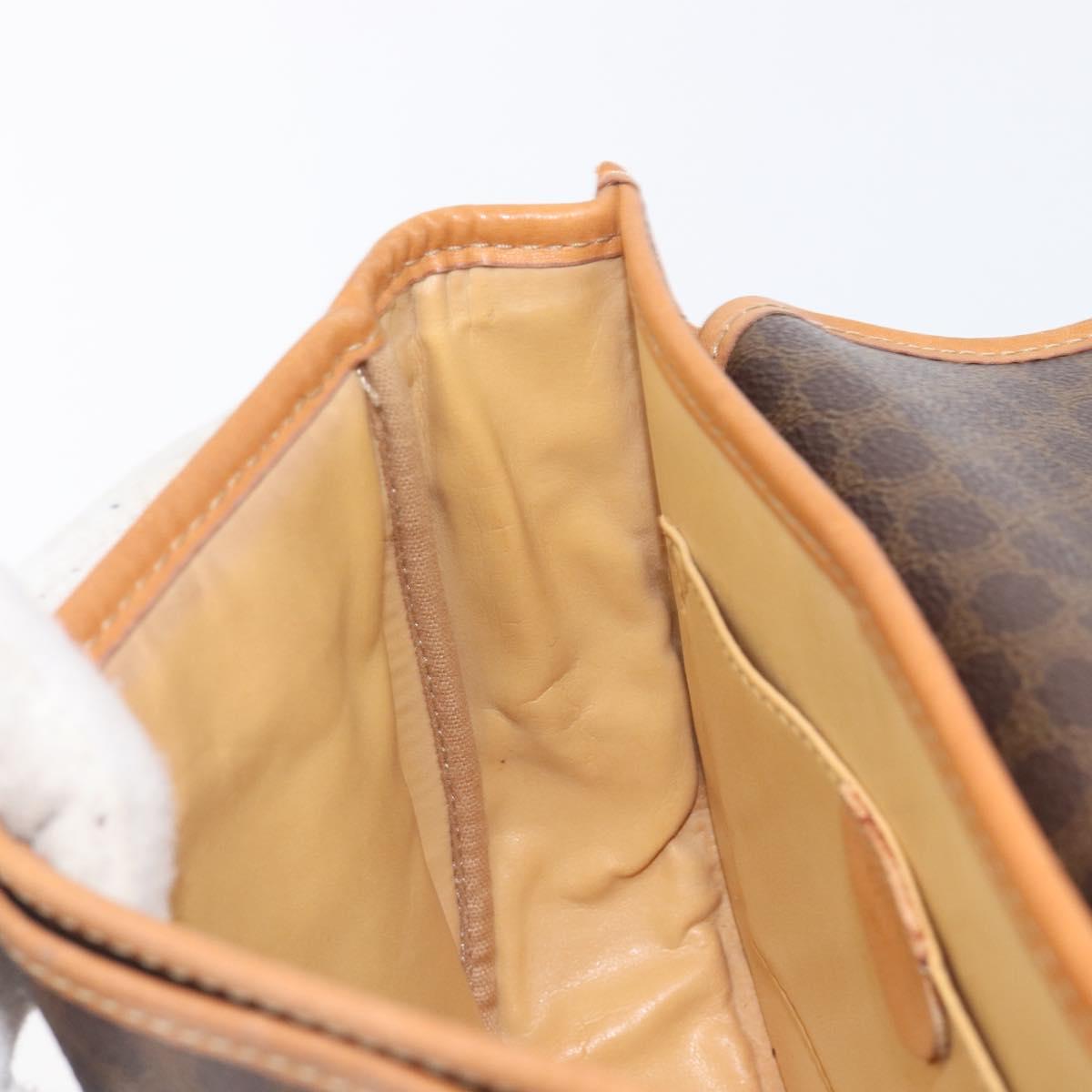 CELINE Macadam Shoulder Bag PVC Brown Gold Tone Auth ep16982