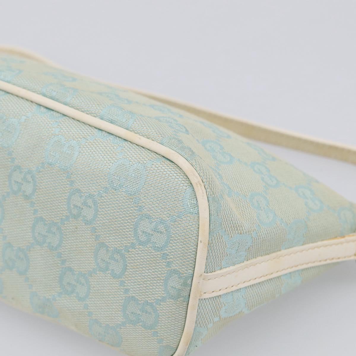 GUCCI GG Canvas Accessory Pouch Light Blue Silver 039 1103 Auth ep16987