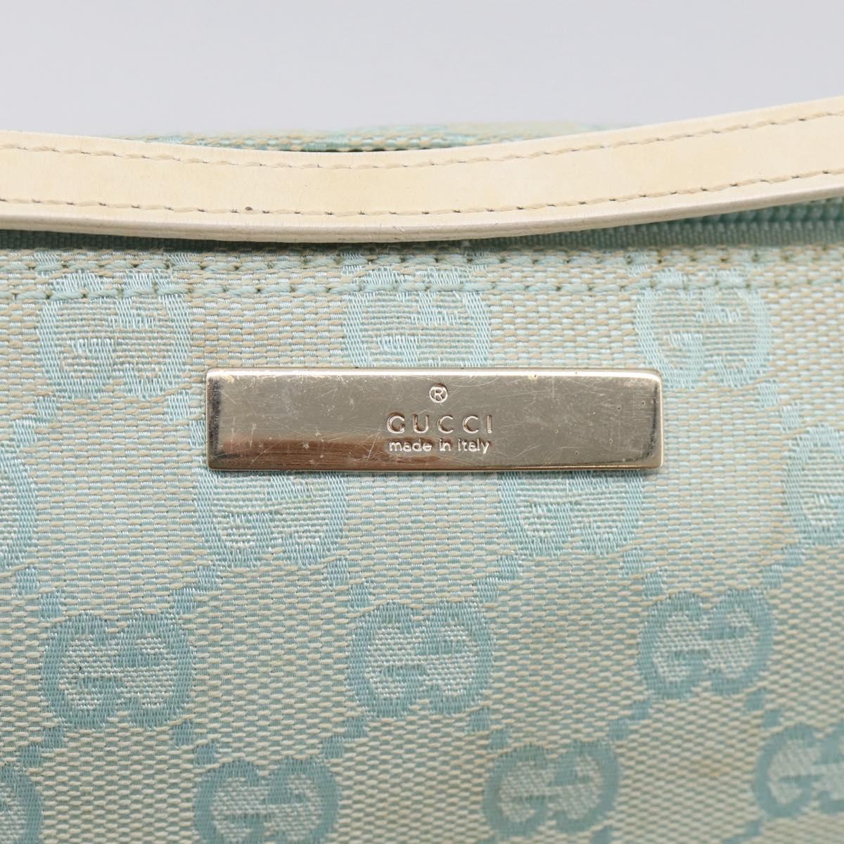 GUCCI GG Canvas Accessory Pouch Light Blue Silver 039 1103 Auth ep16987