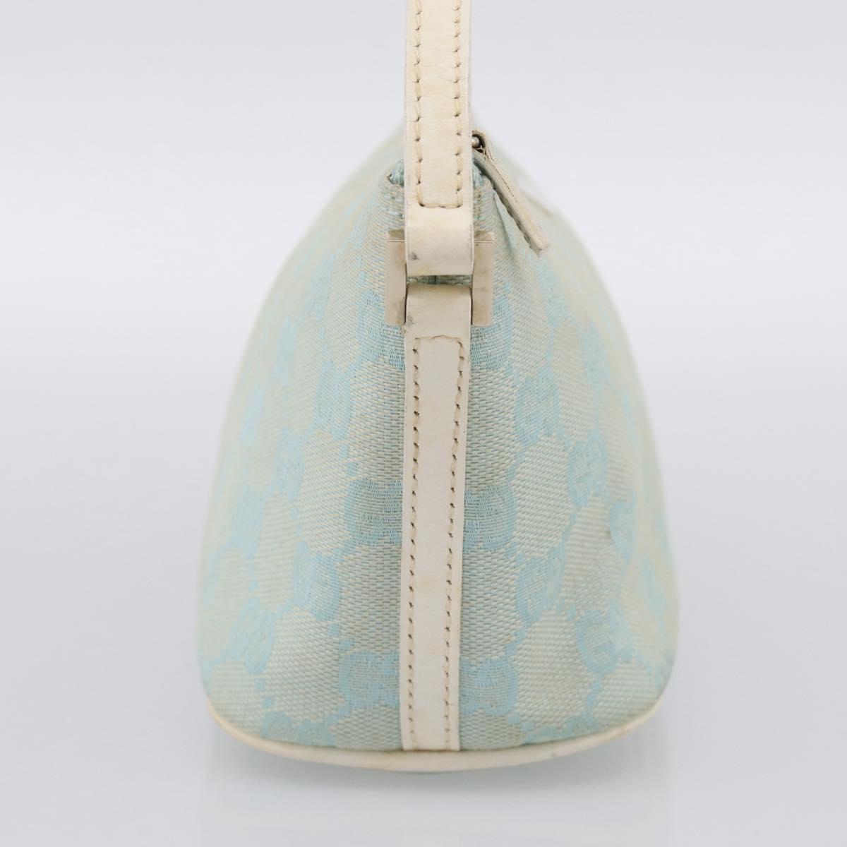 GUCCI GG Canvas Accessory Pouch Light Blue Silver 039 1103 Auth ep16987