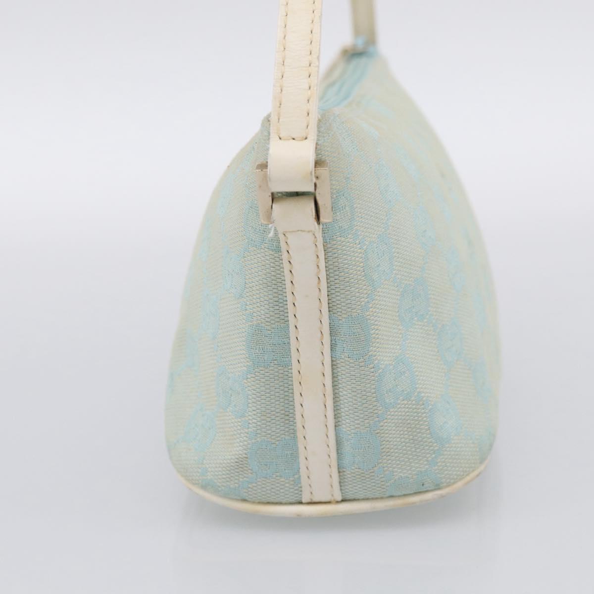 GUCCI GG Canvas Accessory Pouch Light Blue Silver 039 1103 Auth ep16987