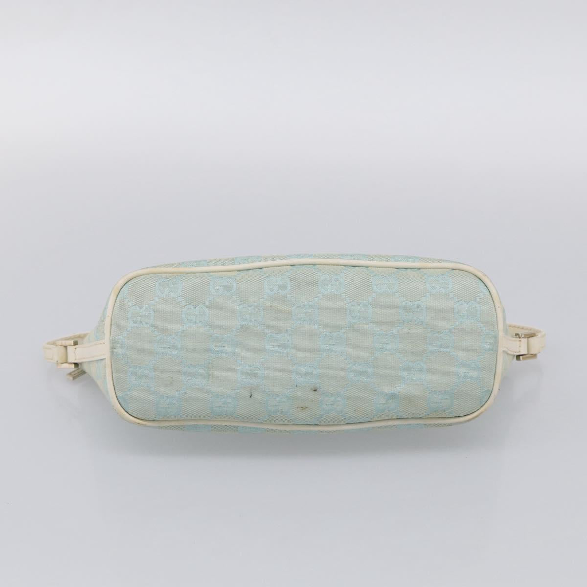GUCCI GG Canvas Accessory Pouch Light Blue Silver 039 1103 Auth ep16987