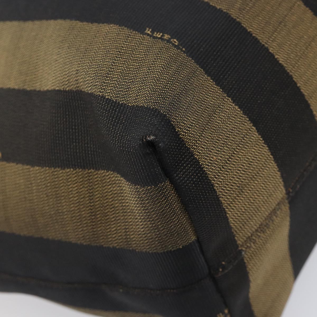 FENDI Pecan Tote Bag Canvas Brown Gold Tone 8BH185 Auth ep16995