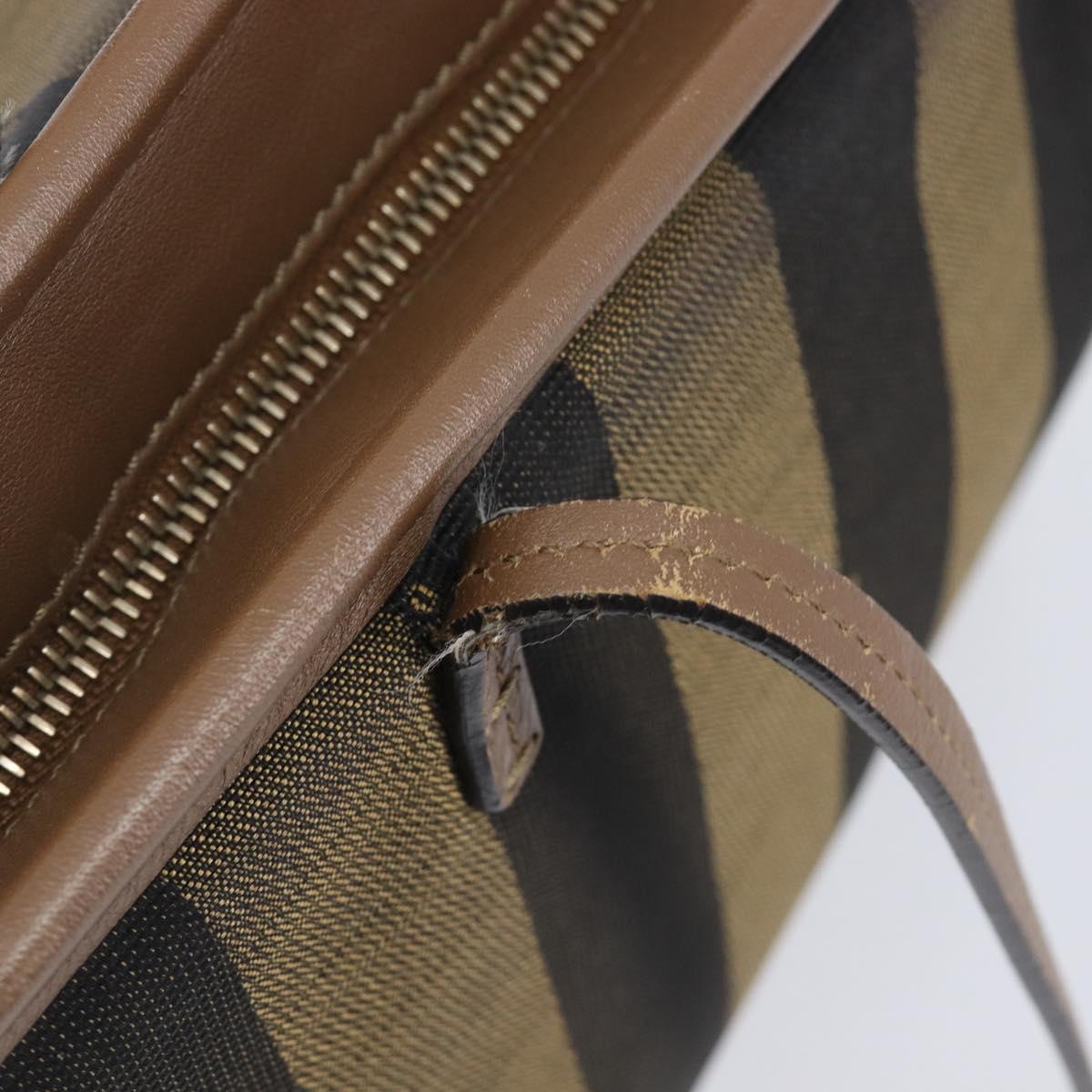 FENDI Pecan Tote Bag Canvas Brown Gold Tone 8BH185 Auth ep16995