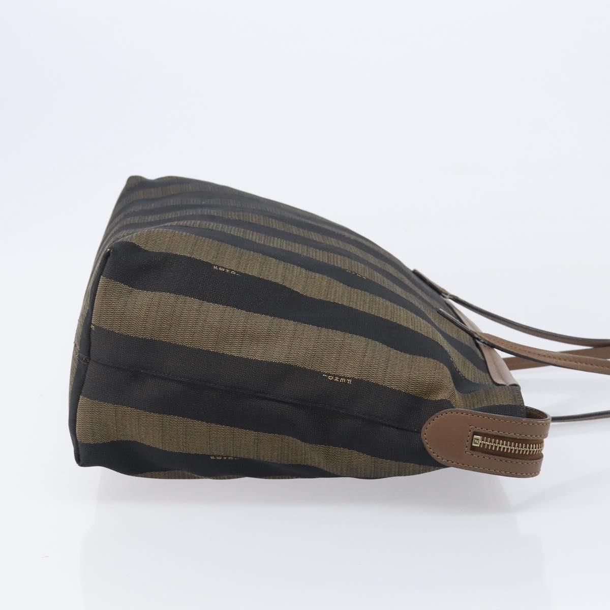 FENDI Pecan Tote Bag Canvas Brown Gold Tone 8BH185 Auth ep16995