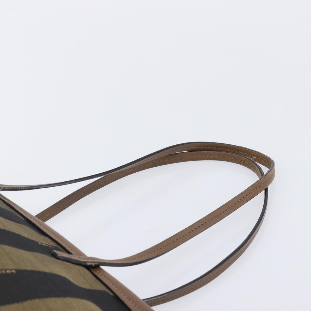 FENDI Pecan Tote Bag Canvas Brown Gold Tone 8BH185 Auth ep16995