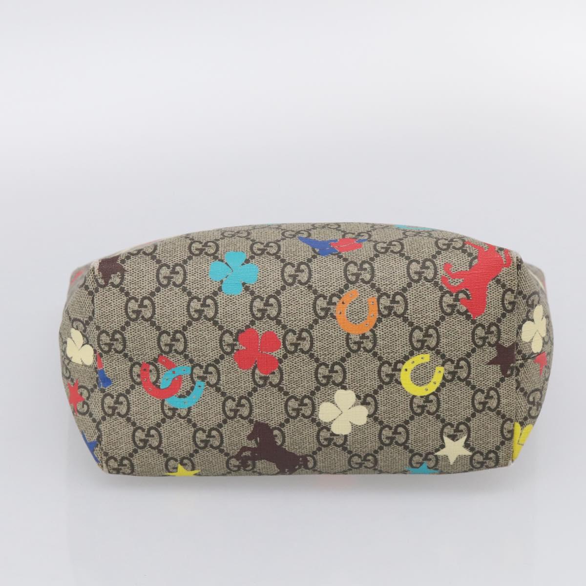 GUCCI GG Supreme Hand Bag PVC Beige Green 410812 Auth ep16997