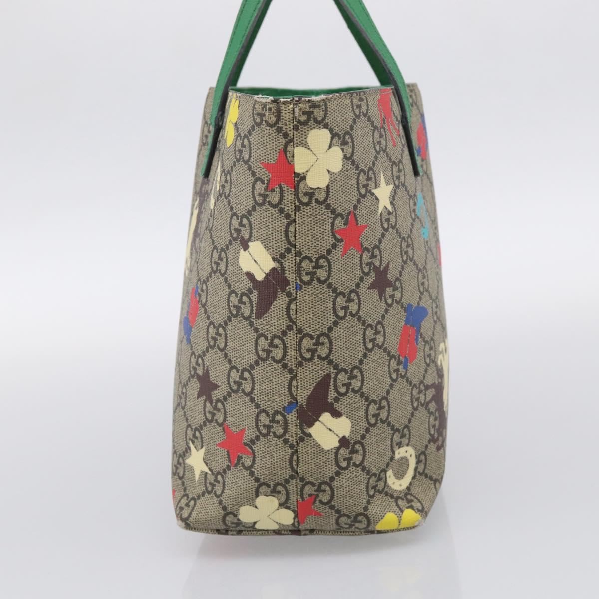 GUCCI GG Supreme Hand Bag PVC Beige Green 410812 Auth ep16997