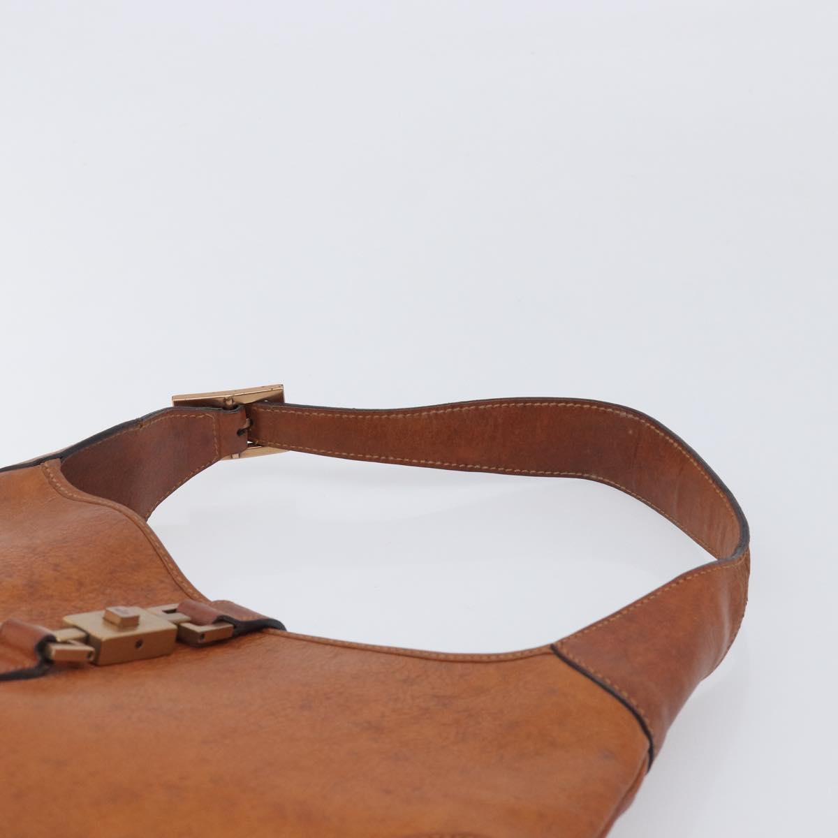 GUCCI Jackie Hand Bag Leather Brown Gold Tone 00963 Auth ep16998