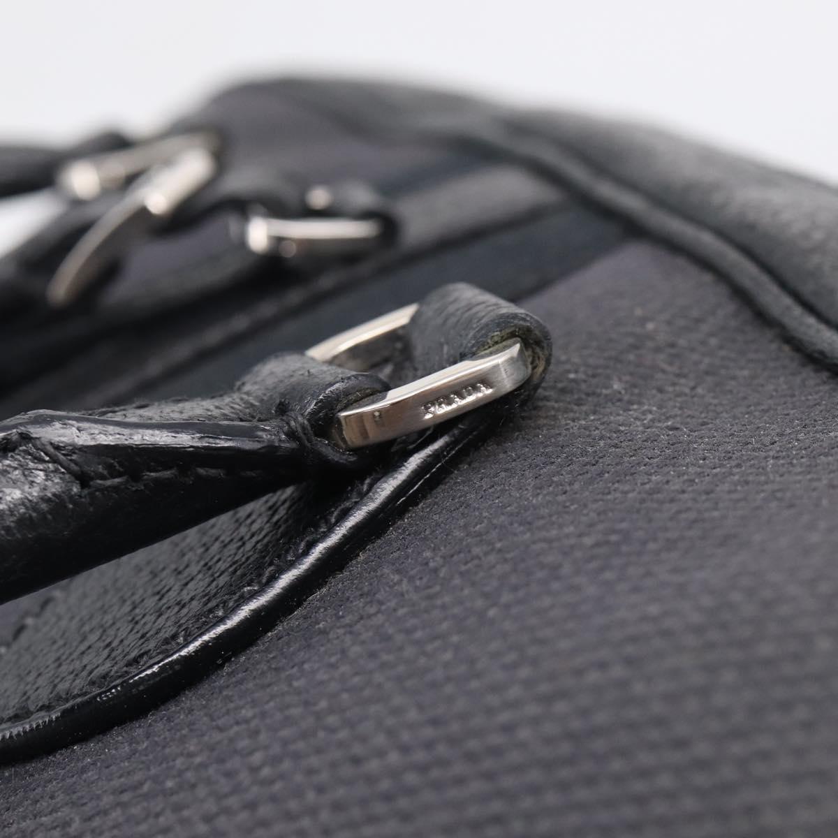 PRADA Hand Bag Canvas Black Silver Auth ep17002