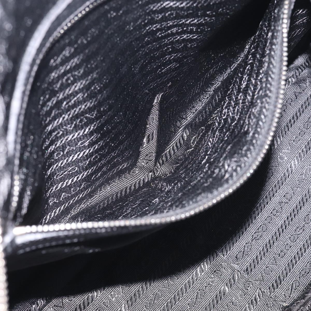 PRADA Hand Bag Canvas Black Silver Auth ep17002