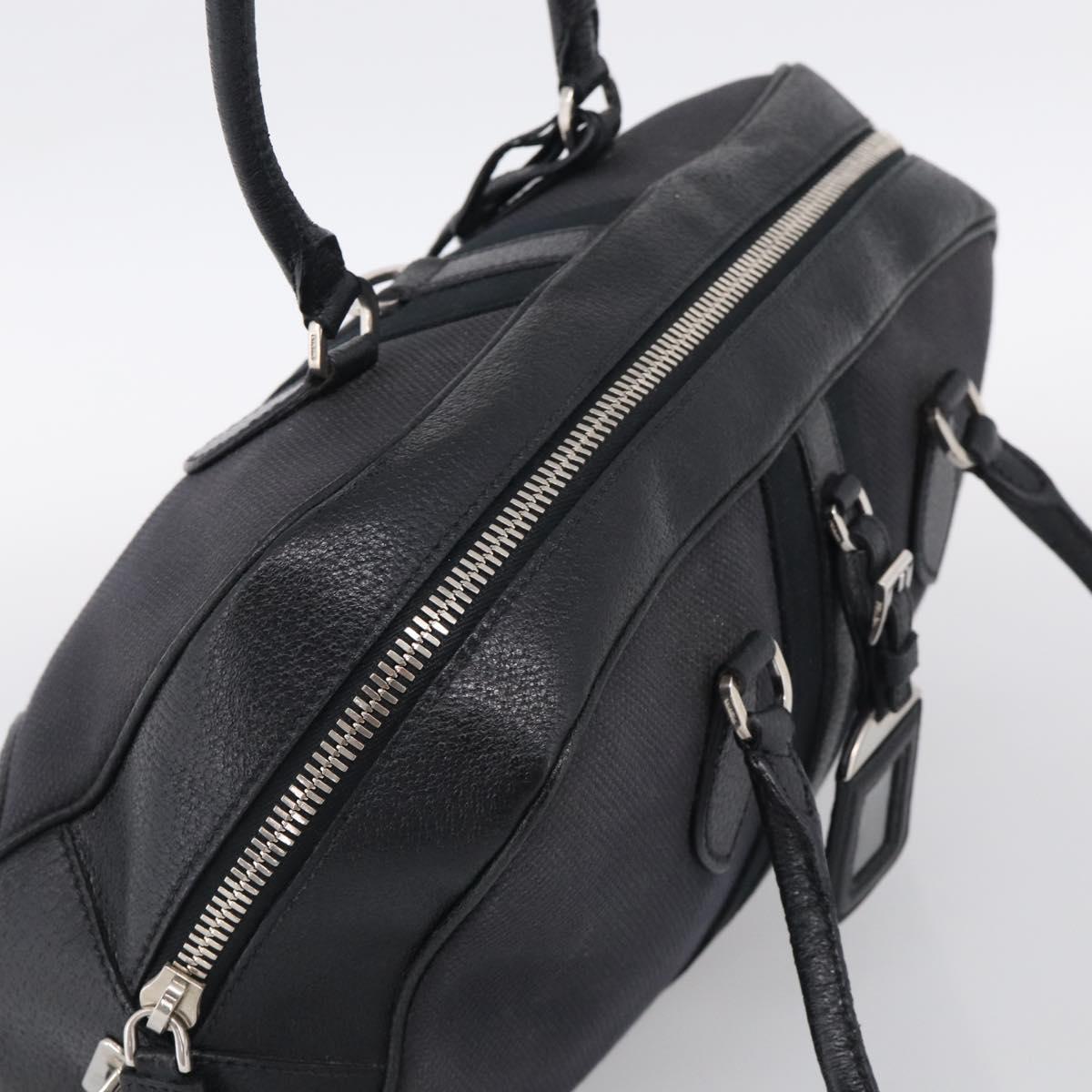 PRADA Hand Bag Canvas Black Silver Auth ep17002