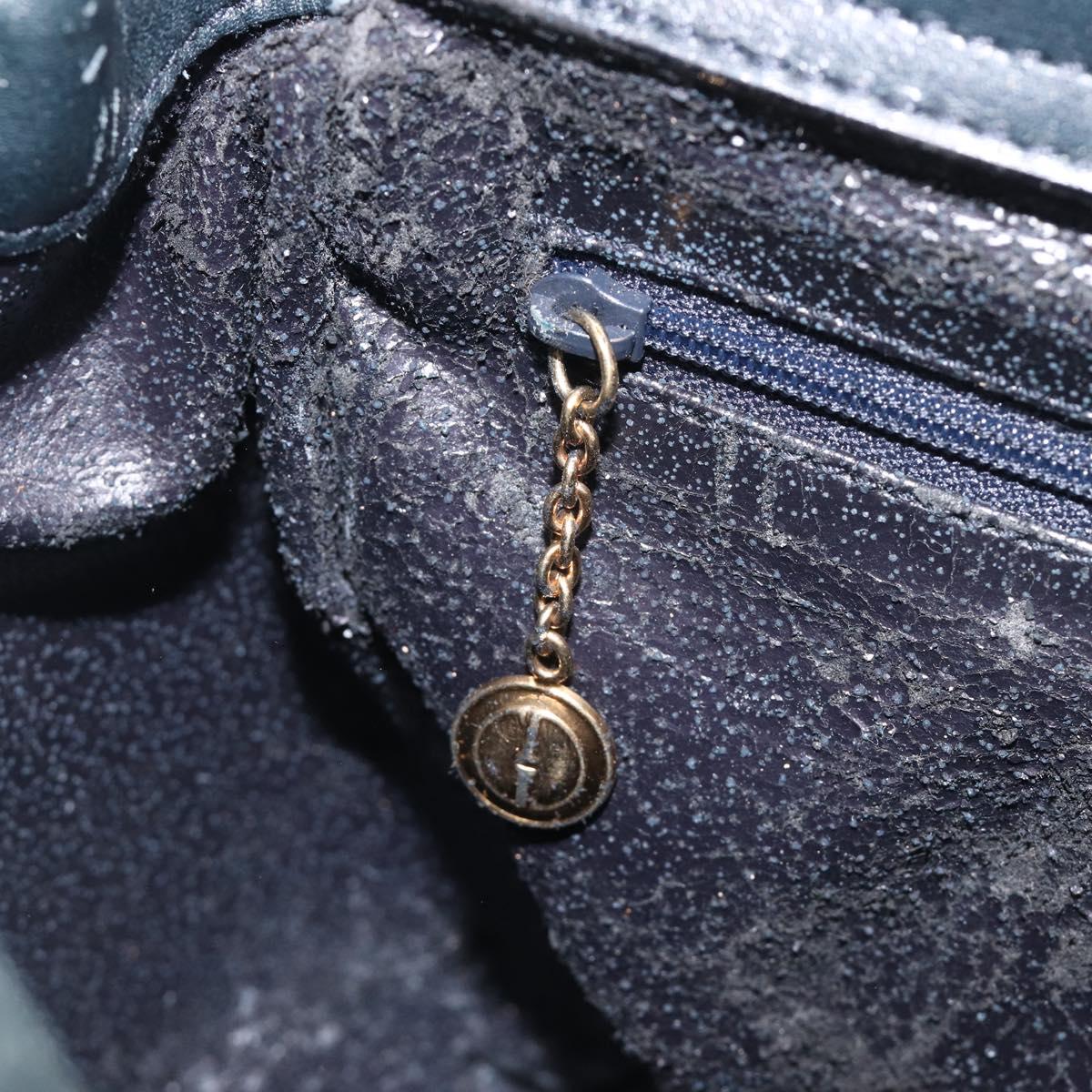 GUCCI Bamboo Hand Bag Leather Navy Gold Tone 000 1364 0316 Auth ep17004